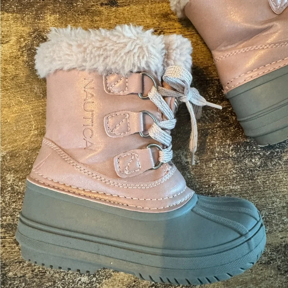 Nautica toddler pink and gray winter duck boots - Picture 5 of 5